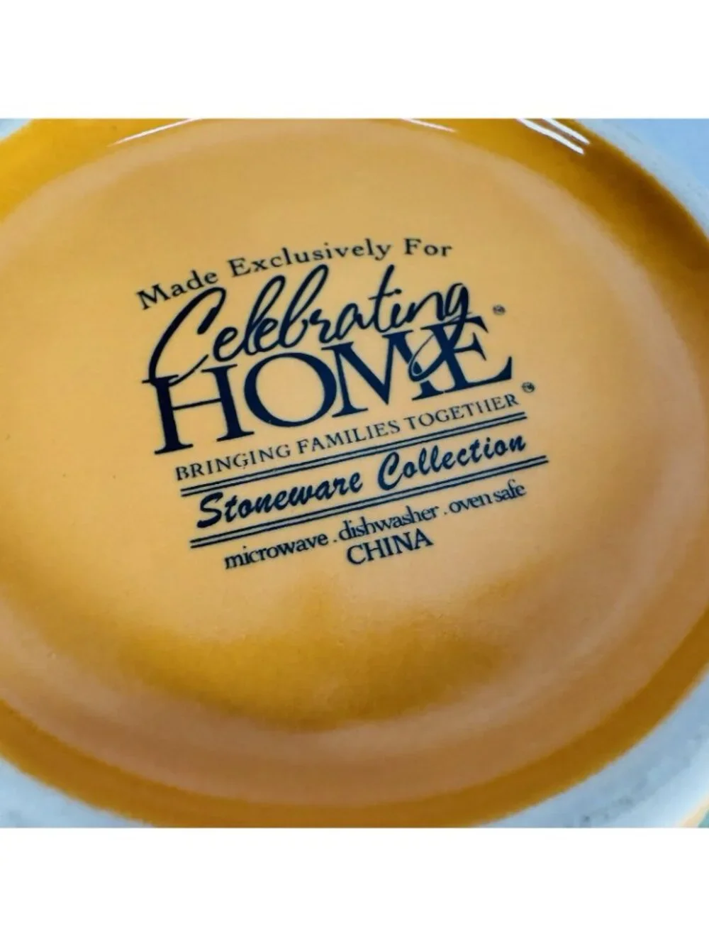 Celebrating Home TUSCAN Orange Yellow Stoneware Footed Soup Cereal Bowls Set 2